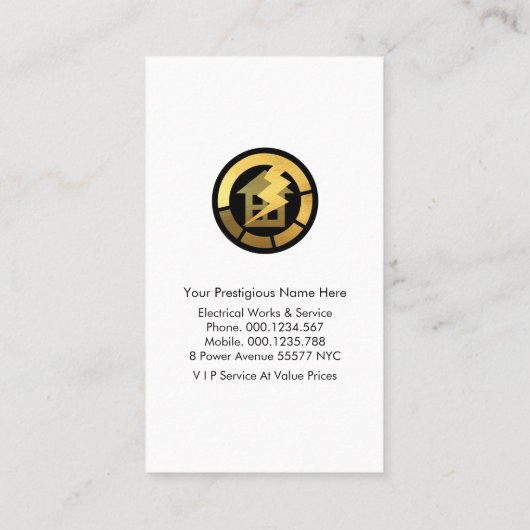 Stroomplug Thuisbedrading storing Visitekaartje (Achterkant)