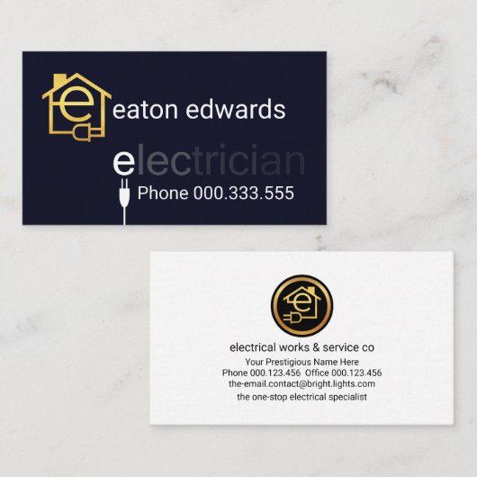 Stroomstekker elektricien Bokeh Visitekaartje (Voorkant / Achterkant)