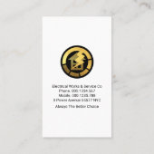 Stroomstekker op blauw vignet visitekaartje (Achterkant)