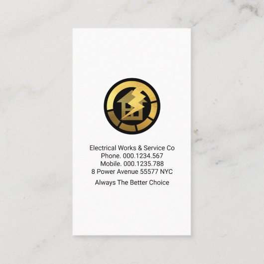 Stroomstekker op blauw vignet visitekaartje (Achterkant)