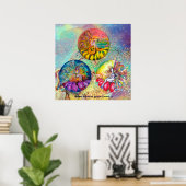 STROOMTABELLEN IN BLAUWE GREEN GOLD SPARKLES POSTER (Thuiskantoor)