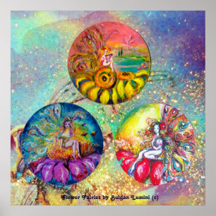 STROOMTABELLEN IN BLAUWE GREEN GOLD SPARKLES POSTER