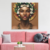 Stroomtoevoer | Afrikaans-Amerikaanse koningin Canvas Afdruk (Insitu (Woonkamer))