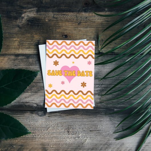 Stroomverbruik 60's 70's Retro Save the Date Kaart