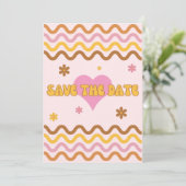 Stroomverbruik 60's 70's Retro Save the Date Kaart (Staand voorkant)