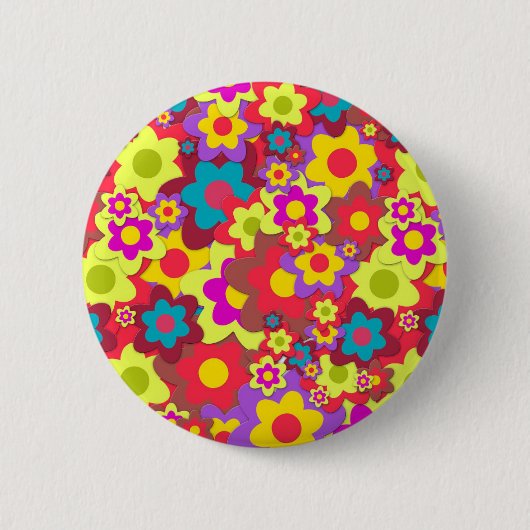 Stroomverbruik 60s hippy ronde button 5,7 cm (Voorkant)