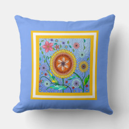 Stroomverbruik! Kleurrijke geverfde bloemen op bla Kussen