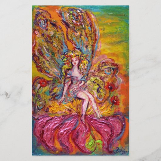 STROOMVRIJHEID OP IRIS-roze witte bruine Fantasis Briefpapier (Achterkant)