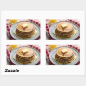 Stroop bedekte pannenkoeken rechthoekige sticker (Vel)