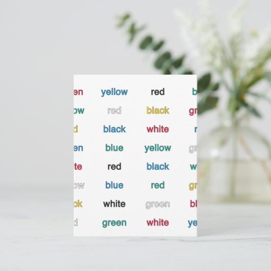 Stroop Test Engels Briefkaart (Staand voorkant)