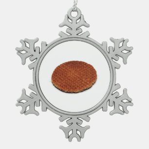 Stroopwafel Tin Sneeuwvlok Ornament