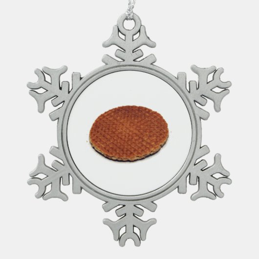 Stroopwafel Tin Sneeuwvlok Ornament (Voorkant)