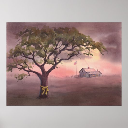 STROPDAS a GEEL RIBBON DOOR SHARON SHARPE Poster (Voorkant)