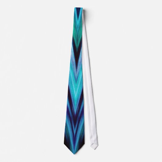 Stropdas, Abstract Blauw Zigzag Chevron Sjabloon Stropdas (Voorkant)