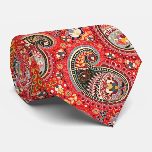 Stropdas - Abstract Paisley Red (Opgerold)