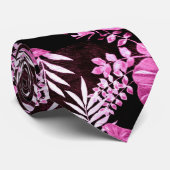 Stropdas - Abstracte tropische bladeren roze wijn (Opgerold)