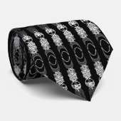 Stropdas African Masks Zwart Wit 2 (Opgerold)