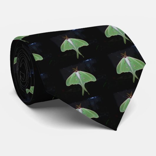 Stropdas Black and Green Luna Moth (Opgerold)