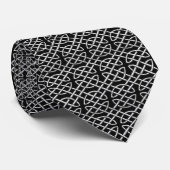 Stropdas Black and Silver Celtic Knot Pattern (Opgerold)
