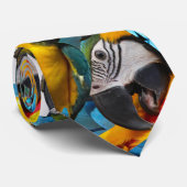 Stropdas Blauw en gouden Macaw (Opgerold)