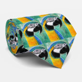 Stropdas Blauw en gouden Macaw (Opgerold)