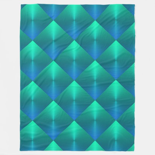 Stropdas Blauw en Groen Shimmer Blokken Fleece Deken (Voorkant)