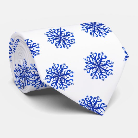 Stropdas Blauw Snowflakes (Opgerold)