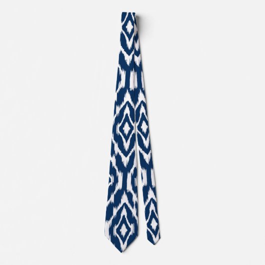 Stropdas Blauw/wit Ikat Design Mannen (Voorkant)