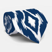 Stropdas Blauw/wit Ikat Design Mannen (Opgerold)