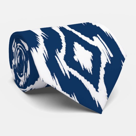 Stropdas Blauw/wit Ikat Design Mannen (Opgerold)