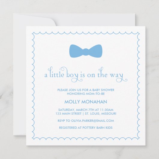 Stropdas blauwe boe | Baby shower Uitnodiging (Voorkant)