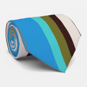 Stropdas Blauwe, bruine en Oranje lijnen (Opgerold)