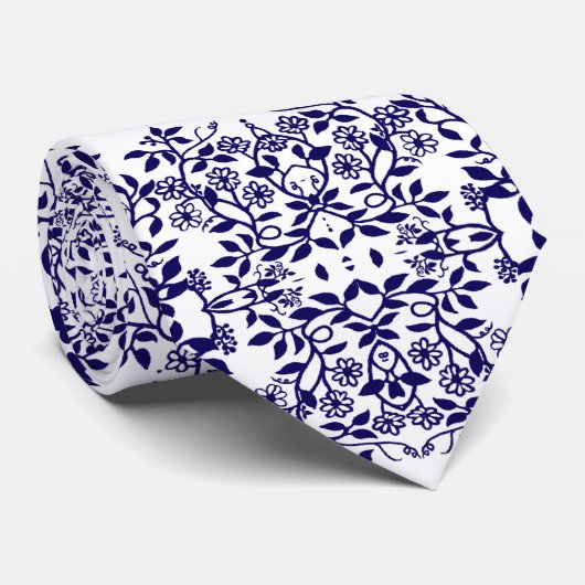 Stropdas Blauwe Floral (Opgerold)