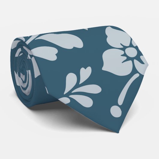 Stropdas Blauwe Floral Pattern (Opgerold)