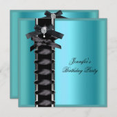 Stropdas Blauwgroen blauw diamantkorset voor Birth Kaart (Voorkant / Achterkant)