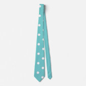 Stropdas blauwgroen Sky Polka Dot (Voorkant)