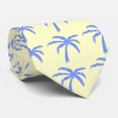 stropdas - bleek geel met blauwe palmbomen (Opgerold)