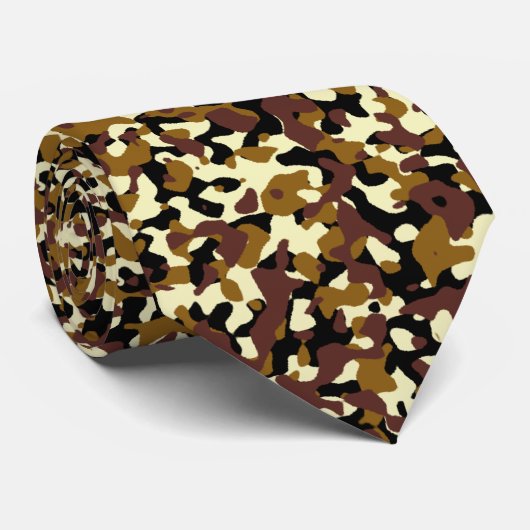 Stropdas bruin Camo Pattern (Opgerold)