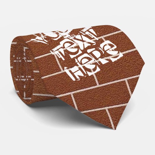 Stropdas bruine brick - aangepaste tekst (Opgerold)