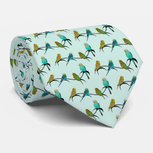 Stropdas Budgie Frenzy (lichte cyaan)