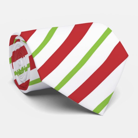 Stropdas - Candy Cane - Rood, Groen, Witte Strepen (Opgerold)