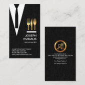 Stropdas Catering van Black Cloth Texture Suit Visitekaartje (Voorkant / Achterkant)