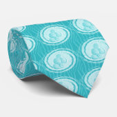 Stropdas Cirkel & schelpen - Aqua (Opgerold)