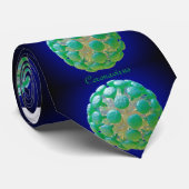 Stropdas - Coronavirus Green over blauw (Opgerold)