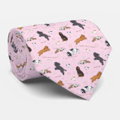 Stropdas Cute Spaniels Dogs Pattern (Opgerold)