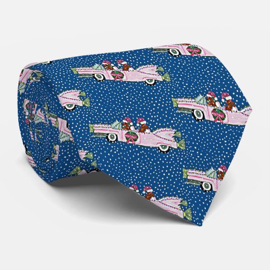 Stropdas Dachshund Santas Kerstmis Cádillac (Opgerold)