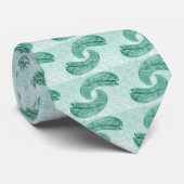 Stropdas dansende walvissen - Turquoise (Opgerold)