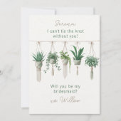 Stropdas de knoop Boho Planten bruidsmeisje voorst Kaart (Voorkant)