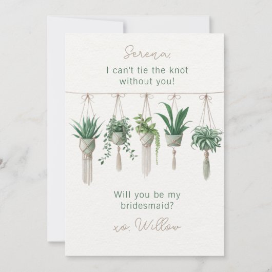 Stropdas de knoop Boho Planten bruidsmeisje voorst Kaart (Voorkant)