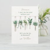 Stropdas de knoop Boho Planten bruidsmeisje voorst Kaart (Staand voorkant)